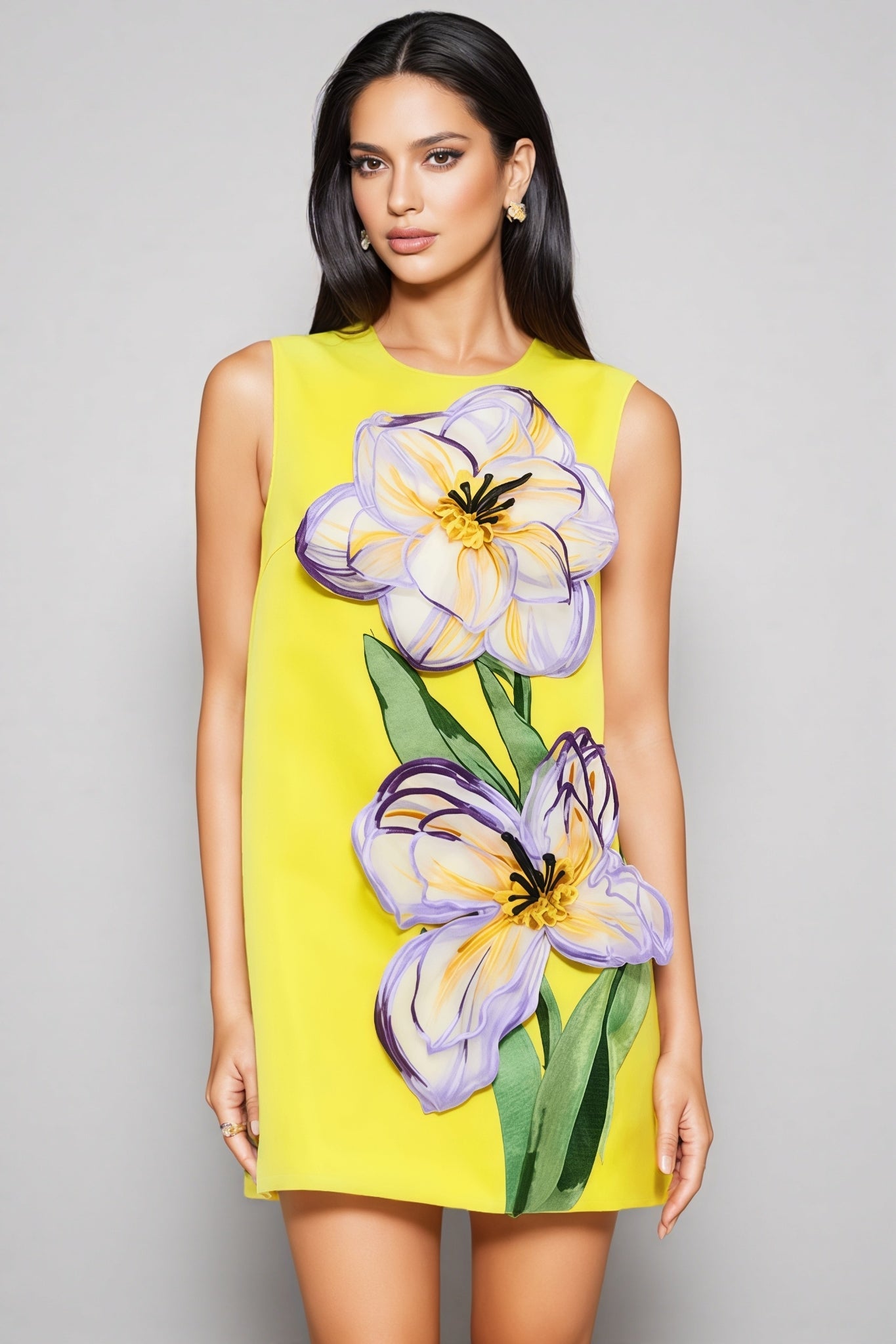 Garrisf Yellow 3d Mini Dress