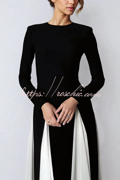 Getting Glam and Panelled Tulle Long Sleeve A-line Maxi Dress