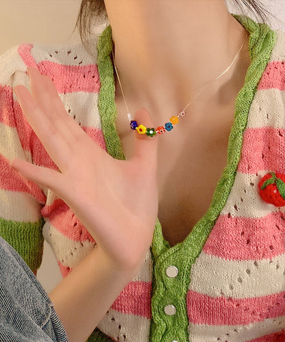 Rainbow Overgild Coloured Glaze Beading Necklace