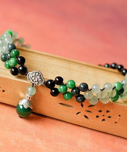 Green Jade Agate Crystal Pendant Necklace