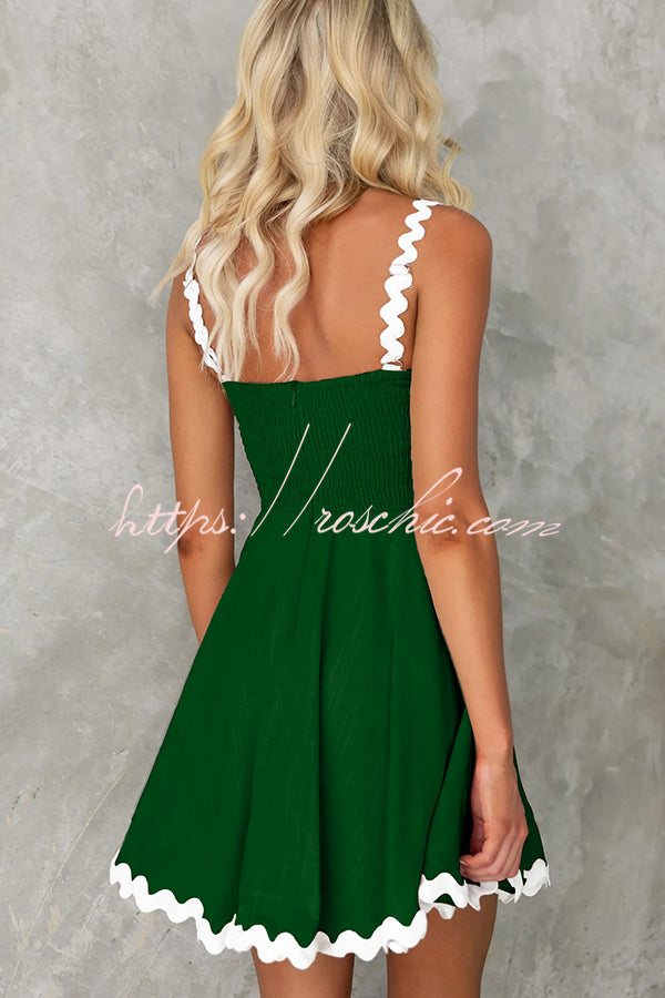 Aimie Color Wavy Lace Suspender Mini Dress