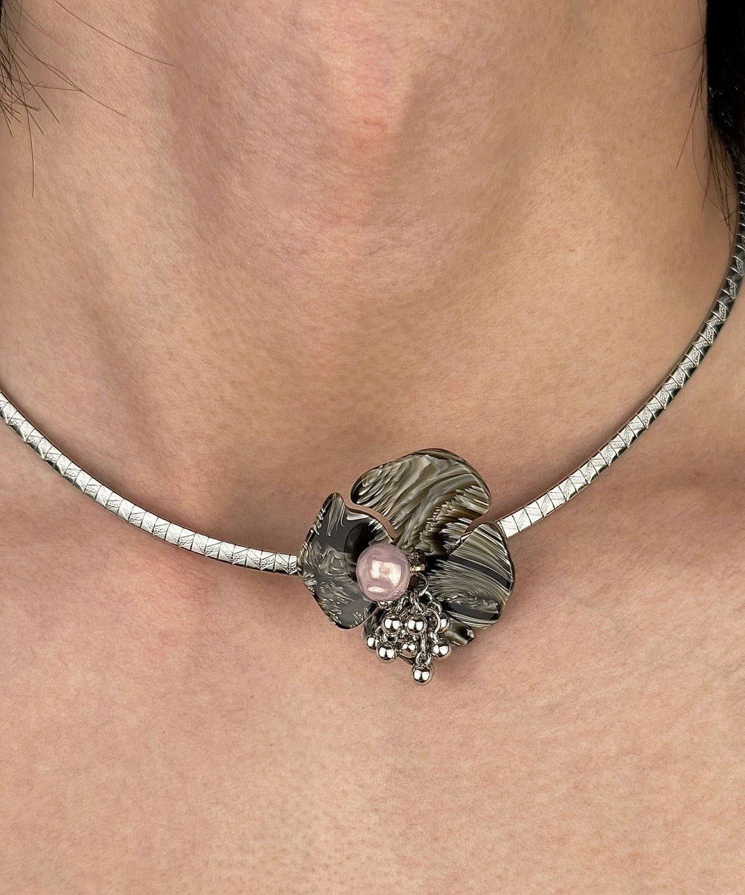 Fine Black Stainless Steel Princess Necklace