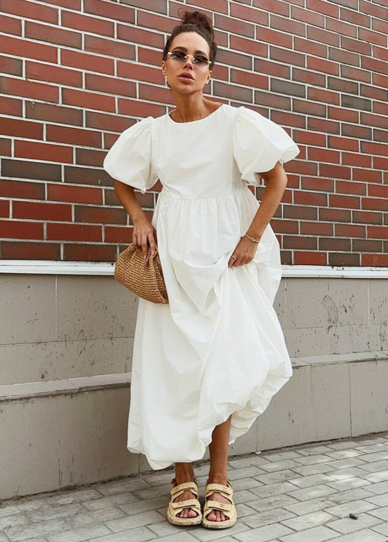 Puff-sleeve Maxi Dress – Effortless Volume
