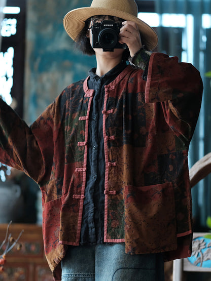 Spring Spliced Button Up Shirt Coat Kl1042
