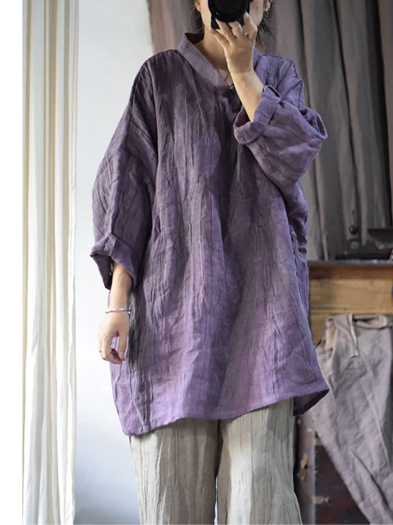 Linen Loose Long Blouse Kl1033