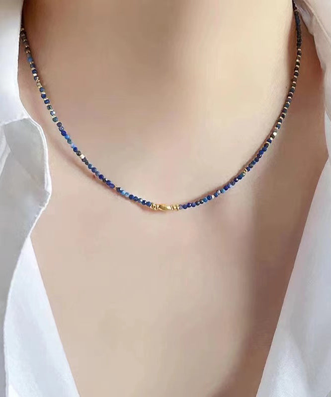Klein Blue Sterling Silver Overgild Bluestone Beading Two Piece Set Pendant Necklace