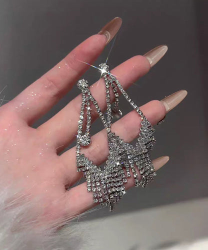 Fine Silk Copper Overgild Zircon Tassel Drop Earrings