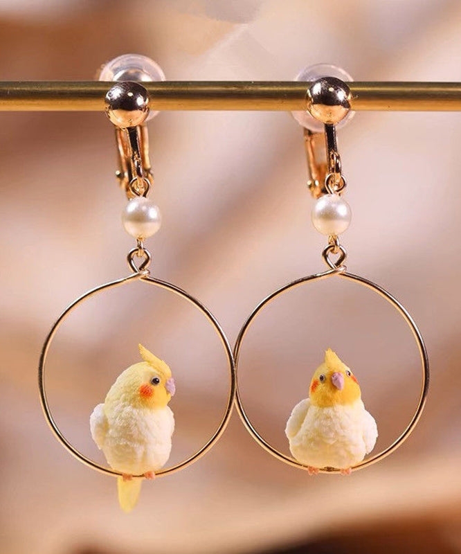 Gold Sterling Silver Overgild Parrot Drop Earrings