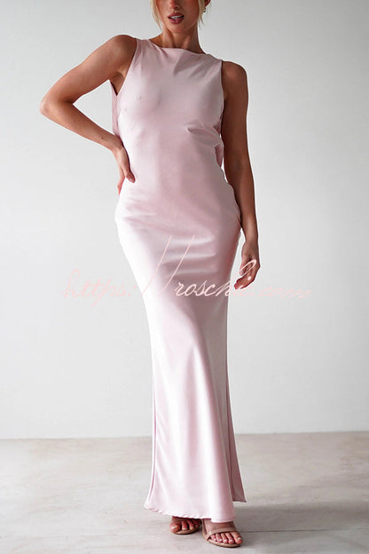 Color Backless Lace-up Slim Maxi Dress