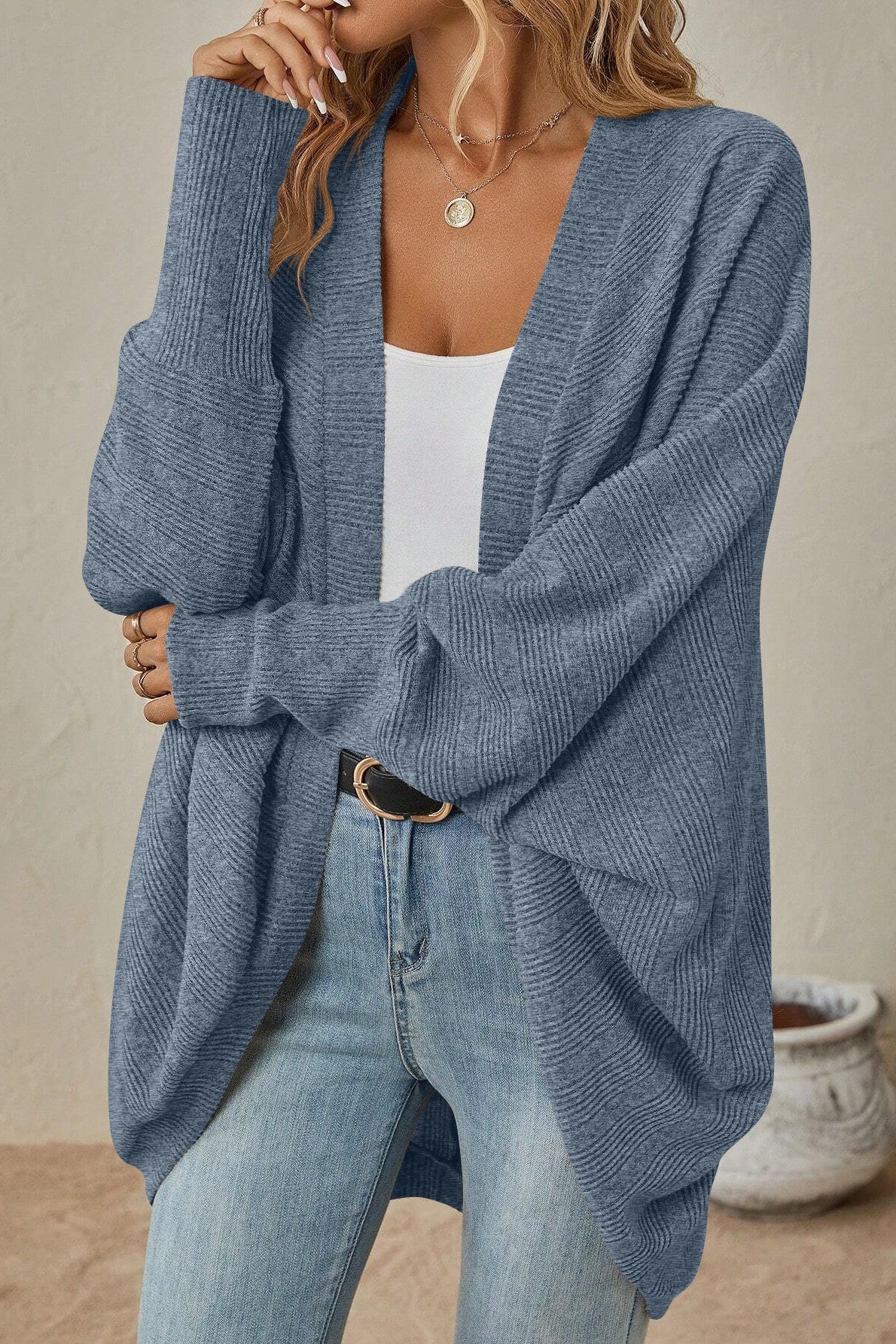 Autumn-winter New Color Midi Knit Cardigan