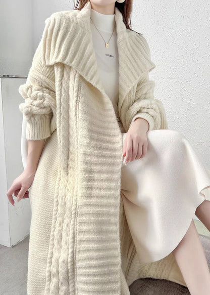 Loose Pink Pockets Hollow Out Wool Loose Cardigan Winter Qc010