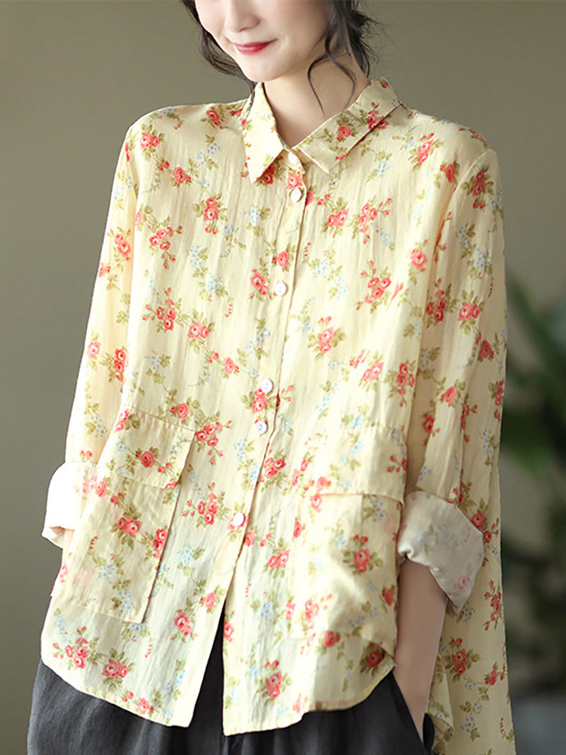 Spring Button Up Ramie Blouse At1089