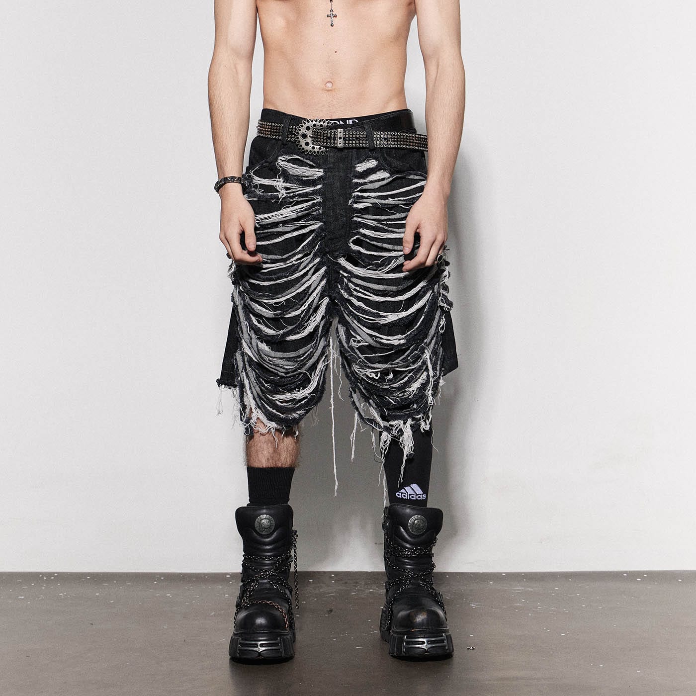 Skeleton Ripped Denim Shorts