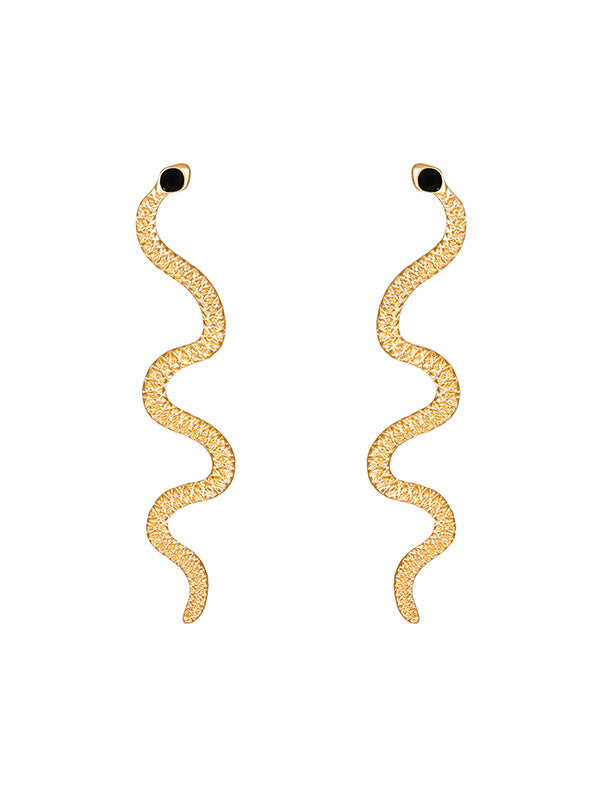 Geometric Rhine Stones Snake Shape Color Drop Earrings