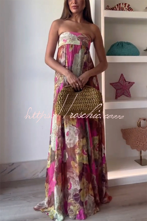 Shelia Print Off Shoulder A-line Maxi Dress