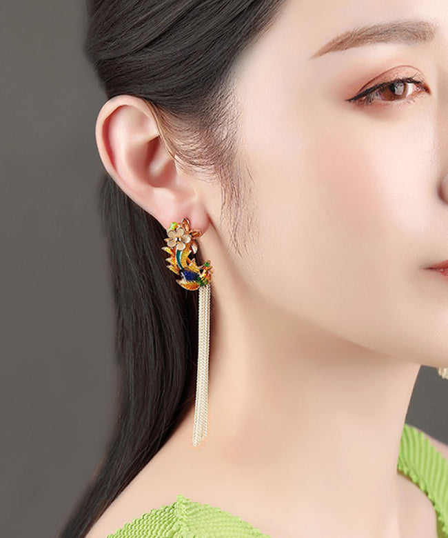 Diy Sterling Silver Cloisonne Tassel Drop Earrings