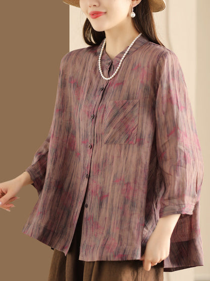 Spring Stripe Button-up Blouse Co1007