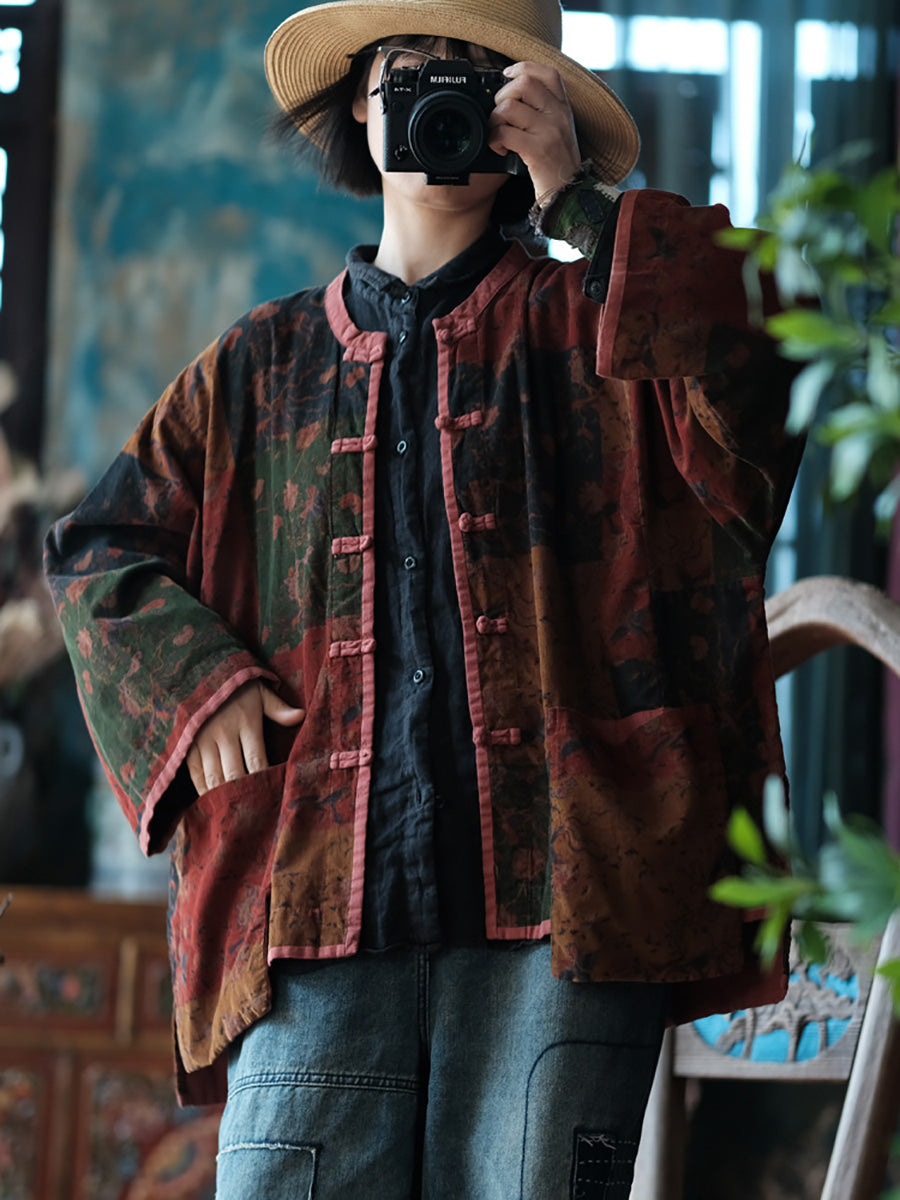 Spring Spliced Button Up Shirt Coat Pa1034
