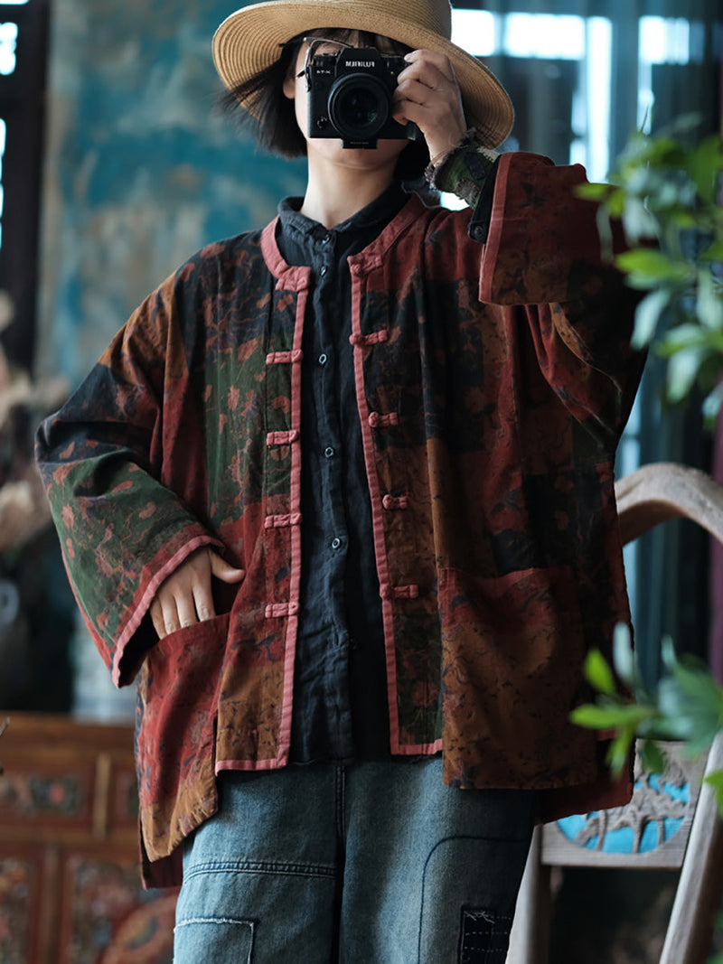 Spring Spliced Button Up Shirt Coat Kl1042