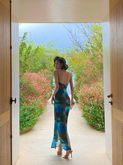 Slimming Oil Painting Maxi Dress