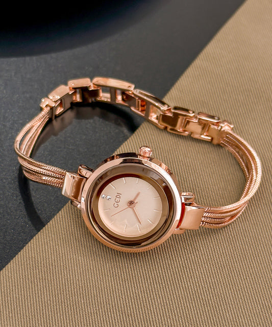 Classy Rose Alloy Hardlex Crystal Quartz Movement Asymmetrical Watches