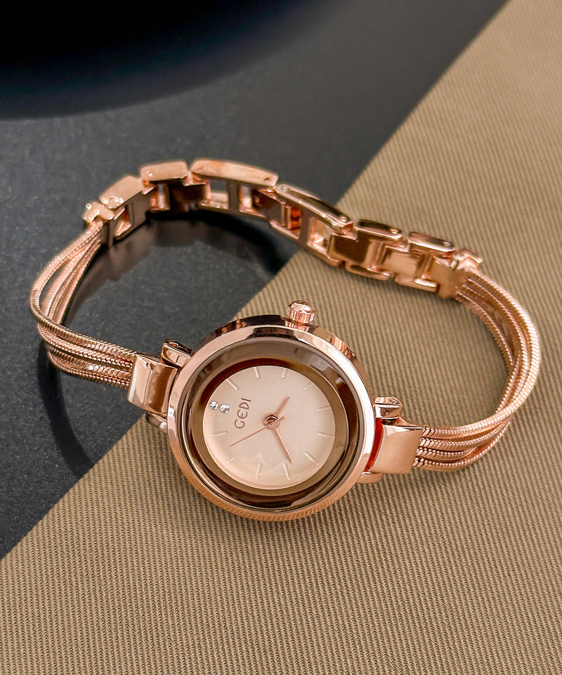 Classy Rose Alloy Hardlex Crystal Quartz Movement Asymmetrical Watches