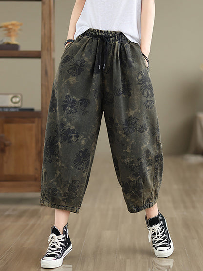 Summer Flower Denim Harem Pants Ll034