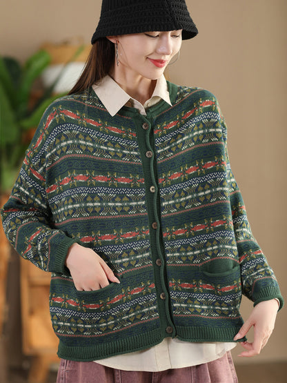 Autumn Cotton Knit Cardigan Sweater At1022