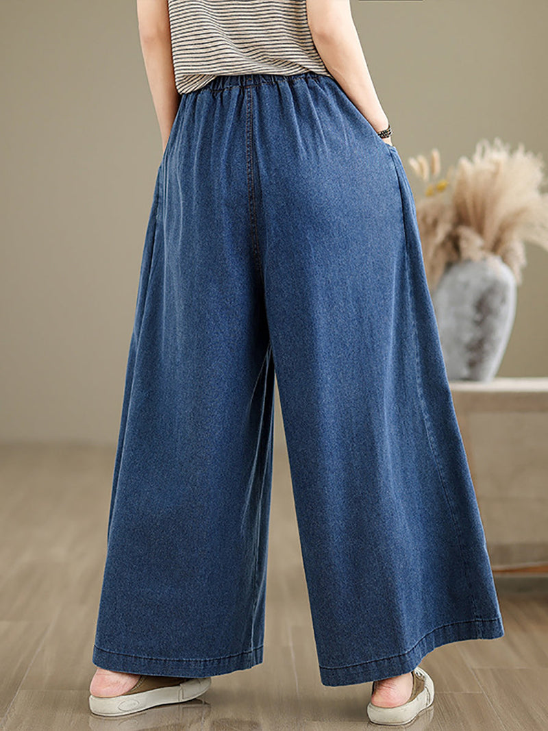 Summer Butterfly Spliced Wide-leg Denim Pants Co1030