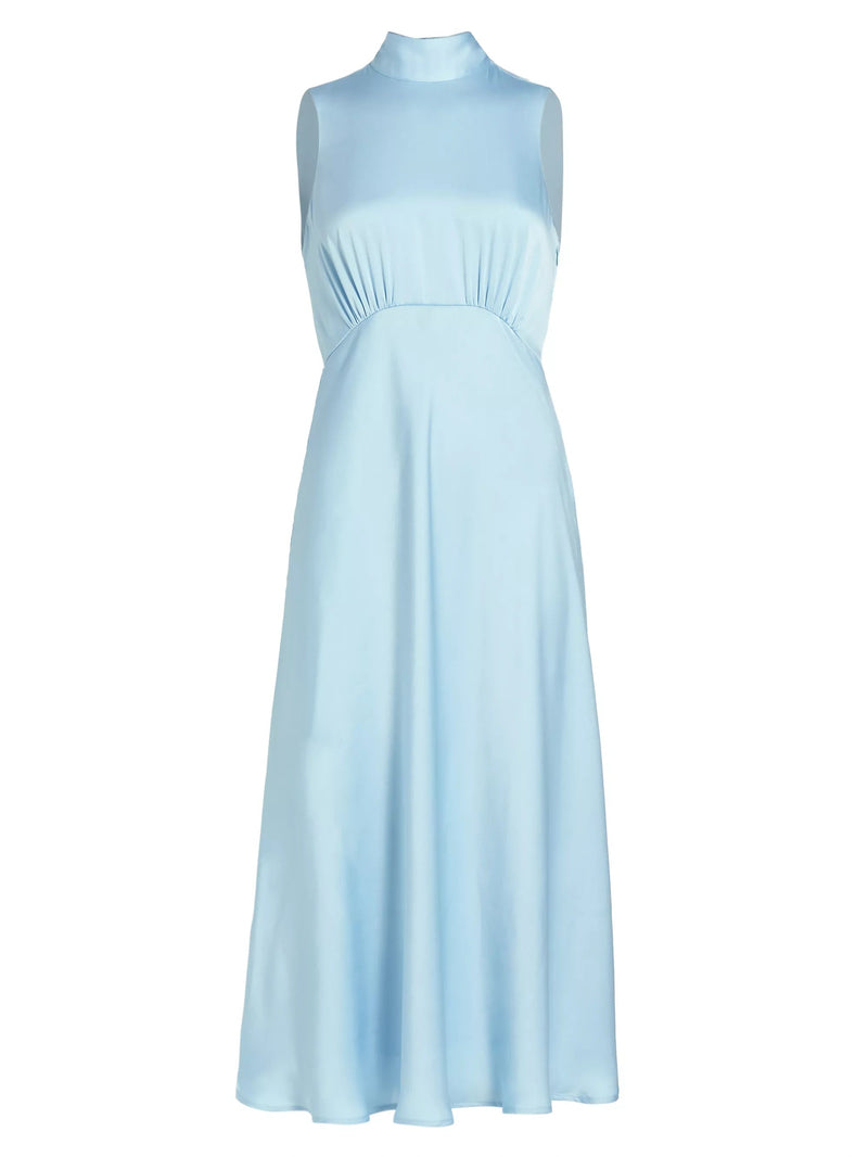 High Neck Satin Midi-dress