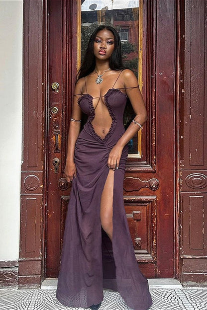 Ruffle Hem Sleeveless Crop Maxi Dress