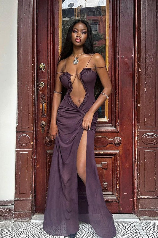 Ruffle Hem Sleeveless Crop Maxi Dress