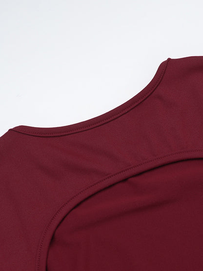 Long Sleeves Skinny Pleated Color Split-joint Round-neck Mini Dresses
