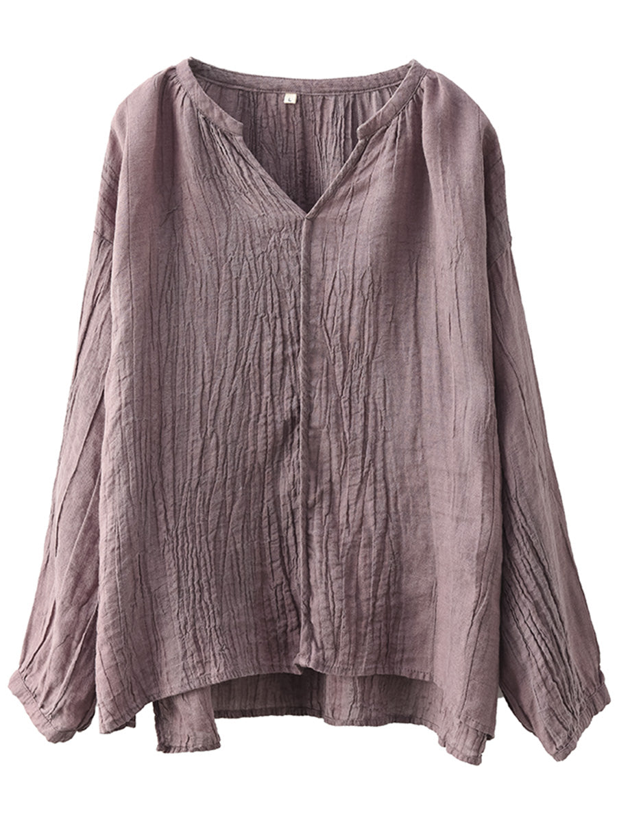 Spring Ramie V-neck Blouse Co1013
