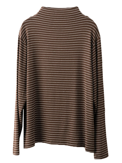 Autumn Stripe Half Turtleneck Blouse Ai1064