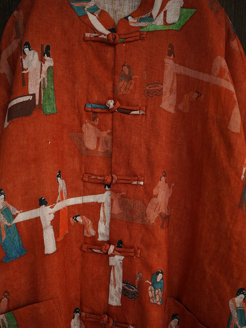 Summer Character Button Linen Blouse As1039