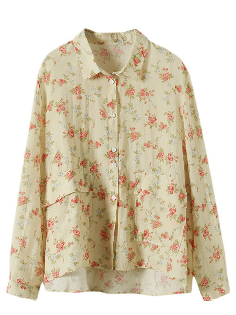 Spring Button Up Ramie Blouse At1089