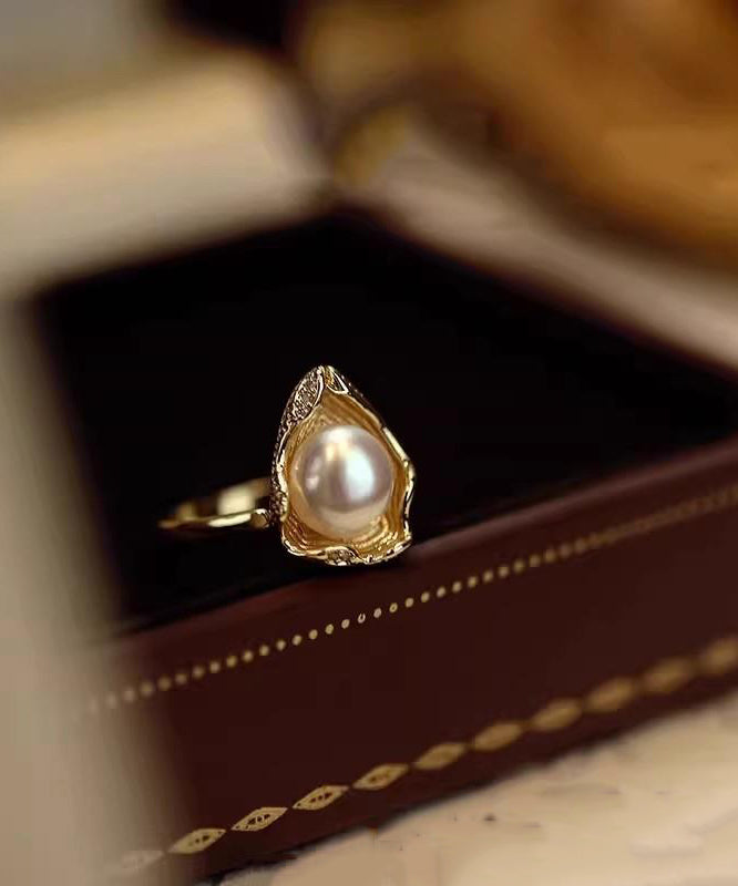 Gold Copper Overgild Pearl Rings