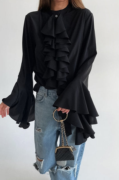 Ruffled Long-sleeve Blouse