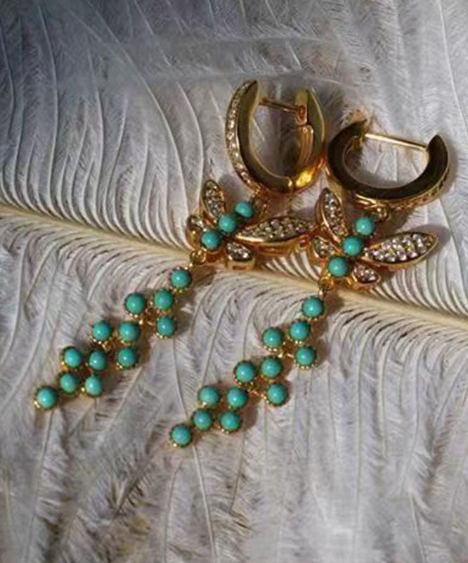 Green Silver Turquoise Silver Turquoise Drop Earrings