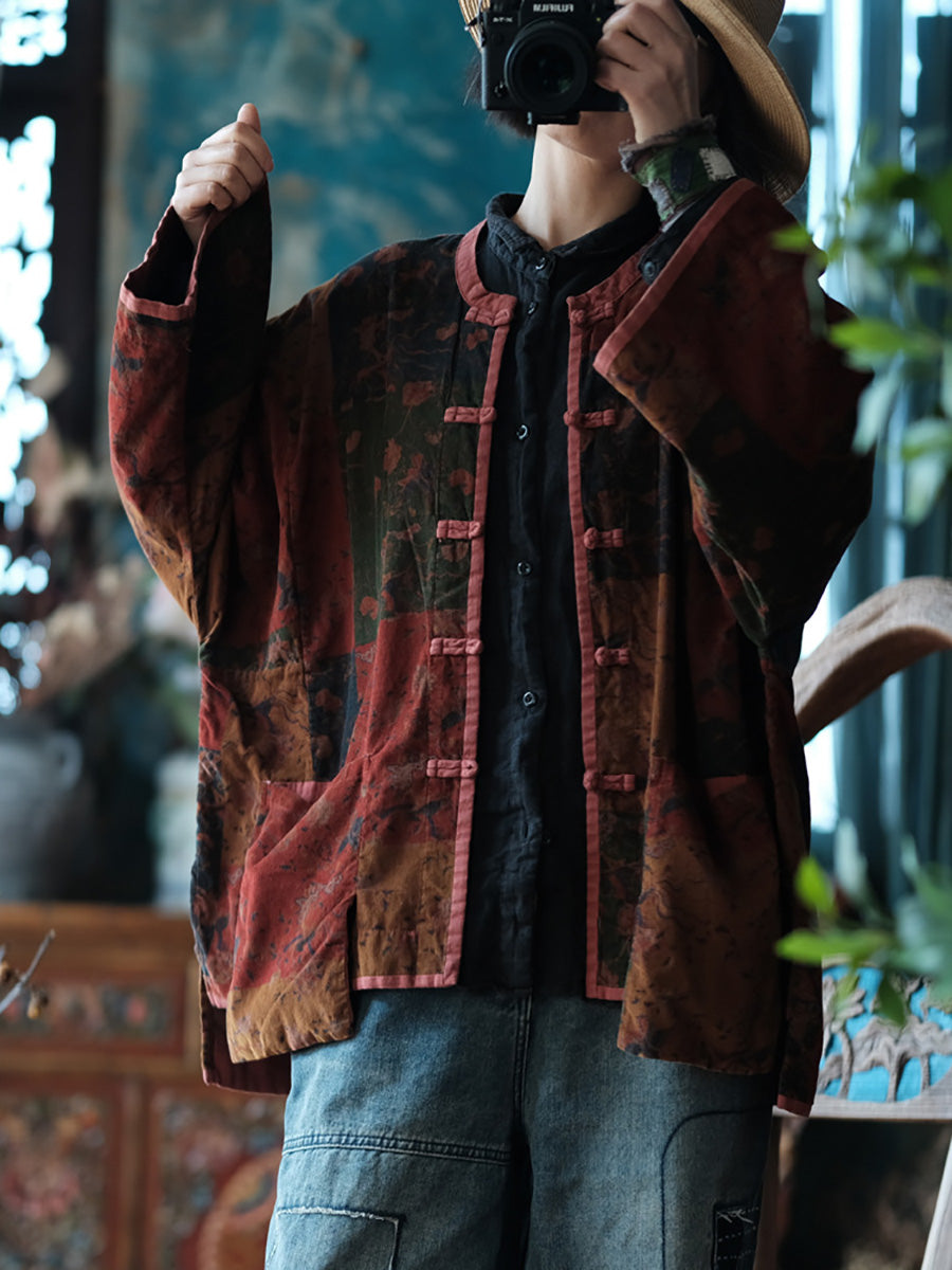 Spring Spliced Button Up Shirt Coat Pa1034