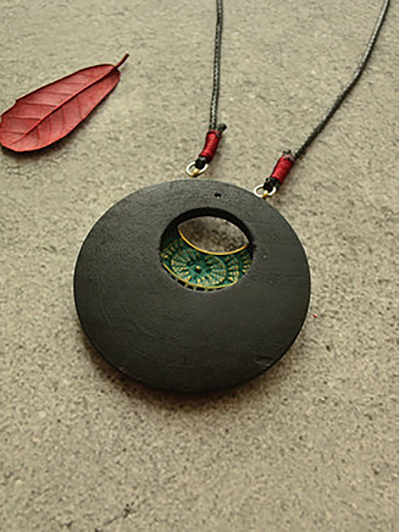 Alloy Tassel Wooden Sweater Necklace Co1033