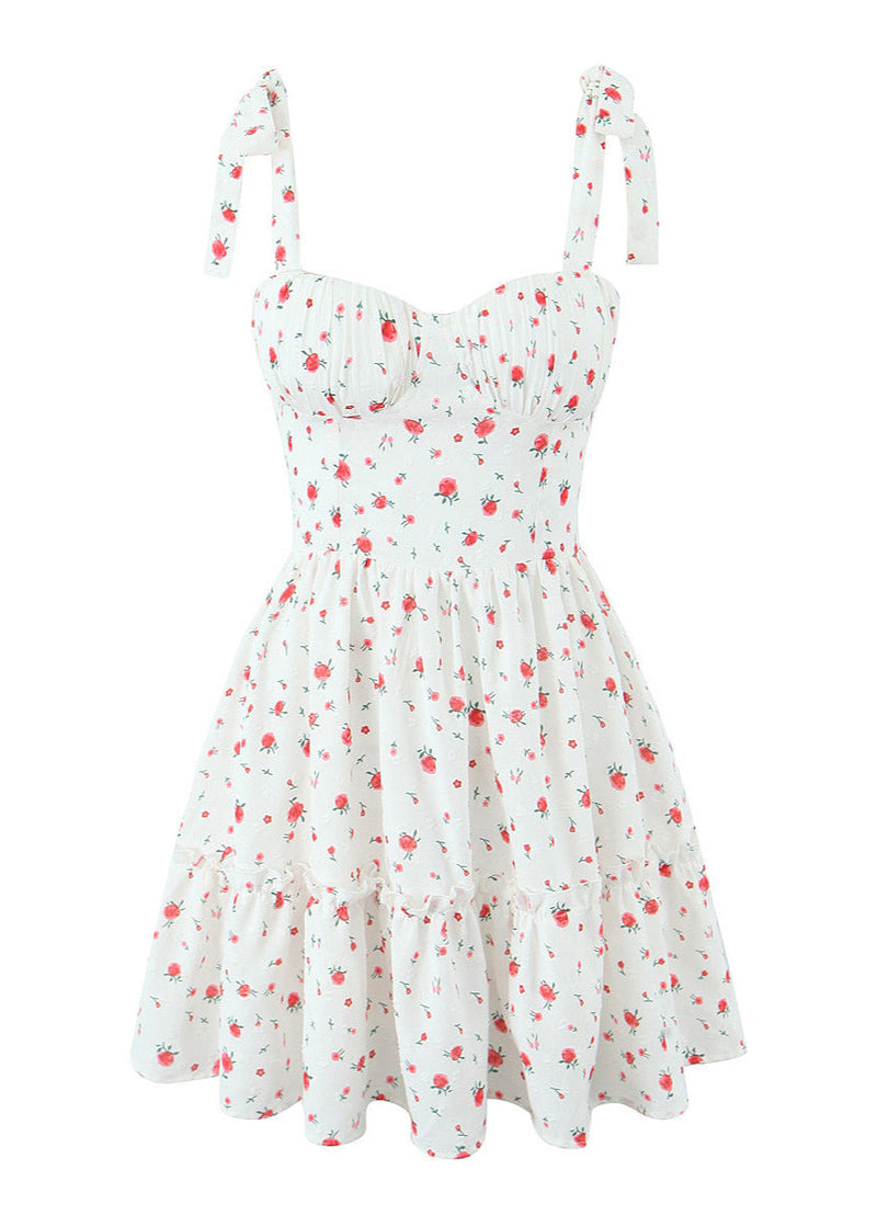 Blossom Charm - Tie-strap Mini Dress