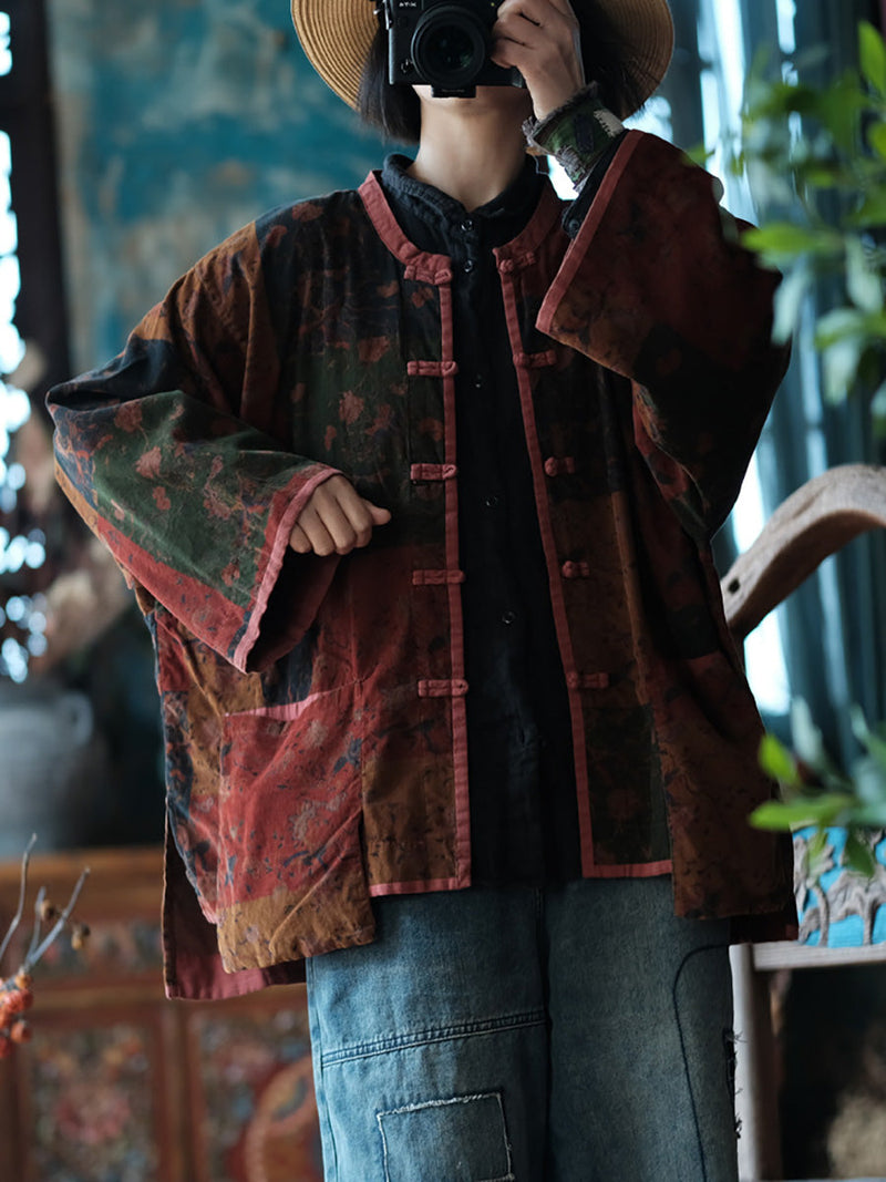 Spring Spliced Button Up Shirt Coat Kl1042