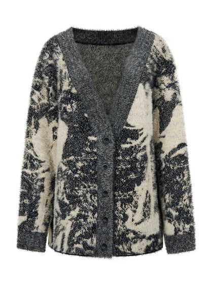 Retro Oversize Wool Cardigan