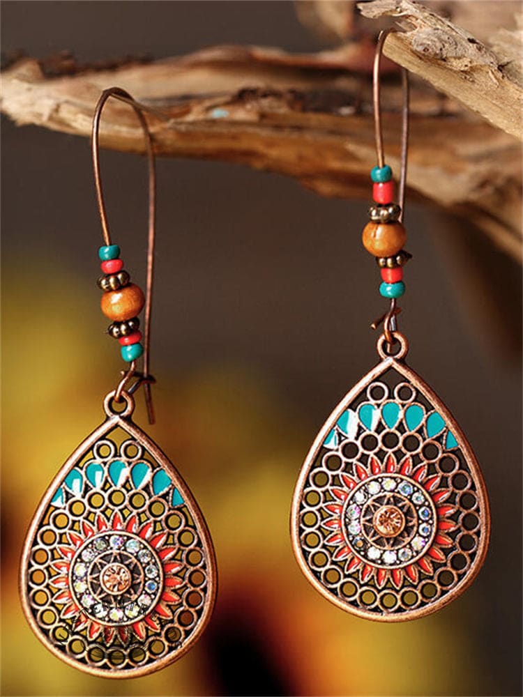 Mandala Hollow Carving Beaded Earrings