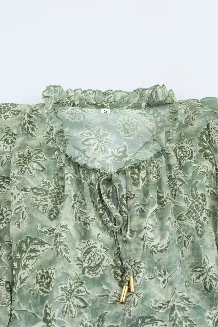 High Neck Ruffled Blouse