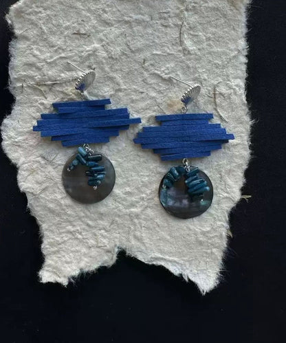 Blue Sterling Silver Asymmetrical Drop Earrings