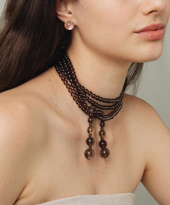 Chocolate Copper Overgild Beading Gratuated Bead Necklace