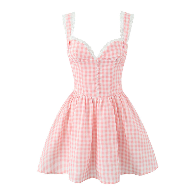 Pink Plaid Mini Dress